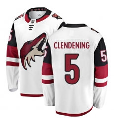 Youth Arizona Coyotes #5 Adam Clendening Authentic White Away Fanatics Branded Breakaway NHL Jersey
