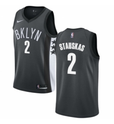 Men's Nike Brooklyn Nets #2 Nik Stauskas Authentic Gray NBA Jersey Statement Edition