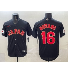 Men's Japan Baseball #16 Shohei Ohtani Black 2026 World Baseball Classic Road Stadium Stitched Jersey
