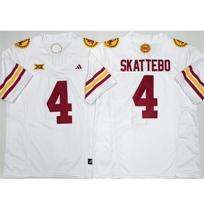 Men's Arizona State Sun Devils #4 Cam Skattebo White 2025 F.U.S.E. Vapor Limited Stitched Jersey