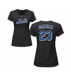 MLB Women's Nike New York Mets #23 Adrian Gonzalez Black Name & Number T-Shirt
