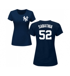 MLB Women's Nike New York Yankees #52 C.C. Sabathia Navy Blue Name & Number T-Shirt