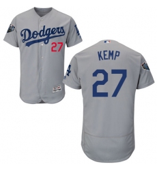 Men's Majestic Los Angeles Dodgers #27 Matt Kemp Gray Alternate Flex Base Authentic Collection 2018 World Series MLB Jersey