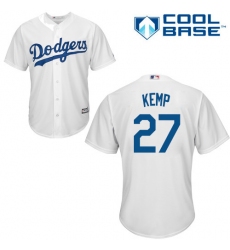 Men's Majestic Los Angeles Dodgers #27 Matt Kemp Replica White Home Cool Base MLB Jersey
