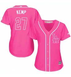 Women's Majestic Los Angeles Dodgers #27 Matt Kemp Replica Pink Fashion Cool Base MLB Jersey