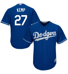 Youth Majestic Los Angeles Dodgers #27 Matt Kemp Replica Royal Blue Alternate Cool Base MLB Jersey
