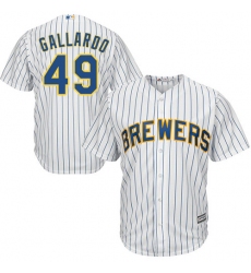 Men's Majestic Milwaukee Brewers #49 Yovani Gallardo Replica White Alternate Cool Base MLB Jersey