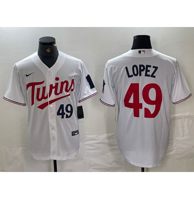 Men's Minnesota Twins #49 Pablo Lopez Number White Stitched MLB Cool Base Nike Jersey