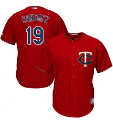 Men's Majestic Minnesota Twins #19 Anibal Sanchez Replica Scarlet Alternate Cool Base MLB Jersey