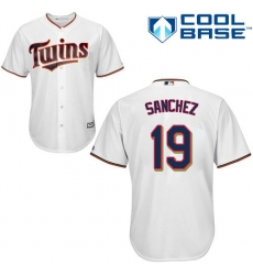 Youth Majestic Minnesota Twins #19 Anibal Sanchez Replica White Home Cool Base MLB Jersey