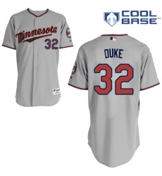 Men's Majestic Minnesota Twins #32 Zach Duke Authentic Grey Road Cool Base MLB Jersey