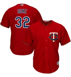 Youth Majestic Minnesota Twins #32 Zach Duke Replica Scarlet Alternate Cool Base MLB Jersey