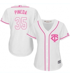 Women's Majestic Minnesota Twins #35 Michael Pineda Authentic White Fashion Cool Base MLB Jersey