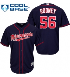 Men's Majestic Minnesota Twins #56 Fernando Rodney Replica Navy Blue Alternate Road Cool Base MLB Jersey