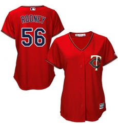 Women's Majestic Minnesota Twins #56 Fernando Rodney Replica Scarlet Alternate Cool Base MLB Jersey