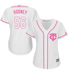 Women's Majestic Minnesota Twins #56 Fernando Rodney Replica White Fashion Cool Base MLB Jersey