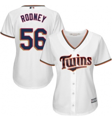 Women's Majestic Minnesota Twins #56 Fernando Rodney Replica White Home Cool Base MLB Jersey
