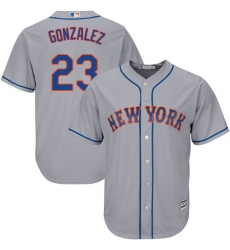 Men's Majestic New York Mets #23 Adrian Gonzalez Replica Grey Road Cool Base MLB Jersey