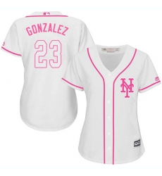 Women's Majestic New York Mets #23 Adrian Gonzalez Replica White Fashion Cool Base MLB Jersey