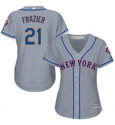 Women's Majestic New York Mets #21 Todd Frazier Replica Grey Road Cool Base MLB Jersey