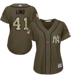 Women's Majestic New York Yankees #41 Adam Lind Replica Green Salute to Service MLB Jersey