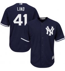 Youth Majestic New York Yankees #41 Adam Lind Authentic Navy Blue Alternate MLB Jersey