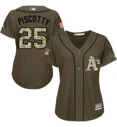 Women's Majestic Oakland Athletics #25 Stephen Piscotty Authentic Green Salute to Service MLB Jersey