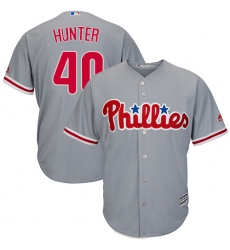 Youth Majestic Philadelphia Phillies #40 Tommy Hunter Authentic Grey Road Cool Base MLB Jersey