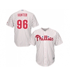 Youth Philadelphia Phillies #96 Tommy Hunter Replica White Red Strip Home Cool Base Baseball Jersey