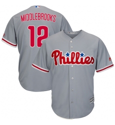 Youth Majestic Philadelphia Phillies #12 Will Middlebrooks Authentic Grey Road Cool Base MLB Jersey