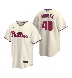 Men's Nike Philadelphia Phillies #49 Jake Arrieta Cream Alternate Stitched Baseball Jersey