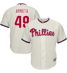 Youth Majestic Philadelphia Phillies #49 Jake Arrieta Replica Cream Alternate Cool Base MLB Jersey