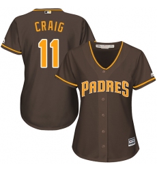 Women's Majestic San Diego Padres #11 Allen Craig Replica Brown Alternate Cool Base MLB Jersey