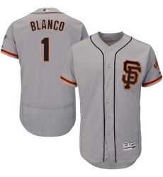 Men's Majestic San Francisco Giants #1 Gregor Blanco Grey Alternate Flex Base Authentic Collection MLB Jersey