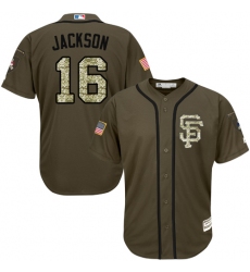 Men's Majestic San Francisco Giants #16 Austin Jackson Replica Green Salute to Service MLB Jersey