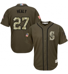 Men's Majestic Seattle Mariners #27 Ryon Healy Replica Green Salute to Service MLB Jersey