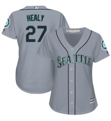 Women's Majestic Seattle Mariners #27 Ryon Healy Replica Grey Road Cool Base MLB Jersey