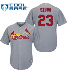 Men's Majestic St. Louis Cardinals #23 Marcell Ozuna Replica Grey Road Cool Base MLB Jersey