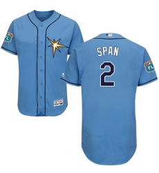 Men's Majestic Tampa Bay Rays #2 Denard Span Light Blue Flexbase Authentic Collection MLB Jersey