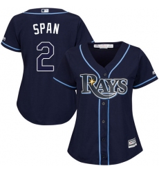 Women's Majestic Tampa Bay Rays #2 Denard Span Replica Navy Blue Alternate Cool Base MLB Jersey