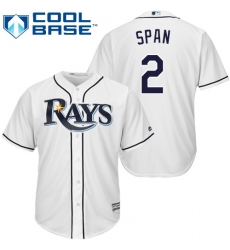Youth Majestic Tampa Bay Rays #2 Denard Span Authentic White Home Cool Base MLB Jersey