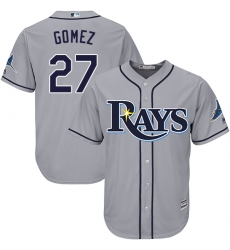 Youth Majestic Tampa Bay Rays #27 Carlos Gomez Authentic Grey Road Cool Base MLB Jersey