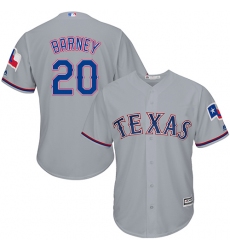 Men's Majestic Texas Rangers #20 Darwin Barney Replica Grey Road Cool Base MLB Jersey