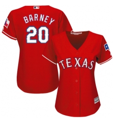 Women's Majestic Texas Rangers #20 Darwin Barney Replica Red Alternate Cool Base MLB Jersey