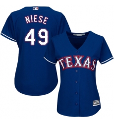 Women's Majestic Texas Rangers #49 Jon Niese Replica Royal Blue Alternate 2 Cool Base MLB Jersey