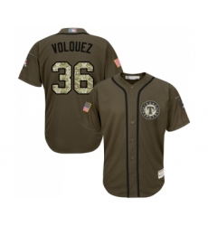 Youth Texas Rangers #36 Edinson Volquez Authentic Green Salute to Service Baseball Jersey