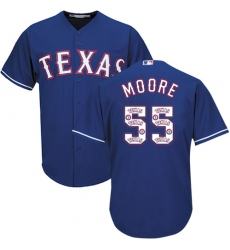 Men's Majestic Texas Rangers #55 Matt Moore Authentic Royal Blue Team Logo Fashion Cool Base MLB Jersey