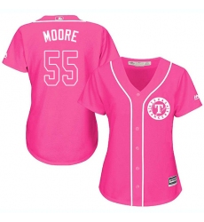 Women's Majestic Texas Rangers #55 Matt Moore Replica Pink Fashion Cool Base MLB Jersey
