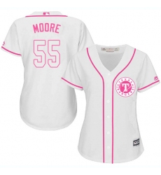 Women's Majestic Texas Rangers #55 Matt Moore Replica White Fashion Cool Base MLB Jersey