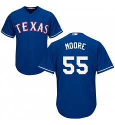 Youth Majestic Texas Rangers #55 Matt Moore Authentic Royal Blue Alternate 2 Cool Base MLB Jersey